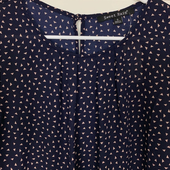 NWT Sweet Rain Navy Geometric Confetti Print Blouse Dress Shirt Top Small - Picture 5 of 8